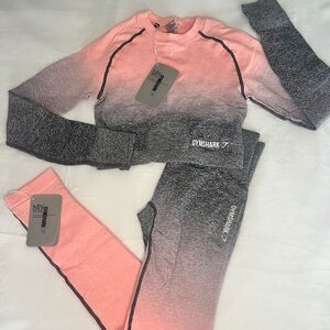 Gymshark Pink and Charcoal Ombre Set